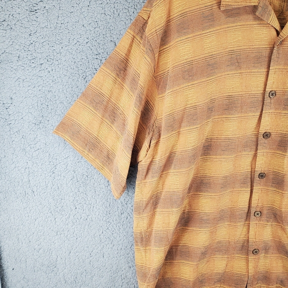 Tommy Bahama 100% Silk Button Up Casual Shirt Orange Striped Mens Large - Picture 3 of 8